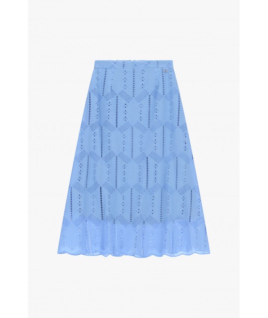Dixie - Jupe midi perforée à broderie circulaire
