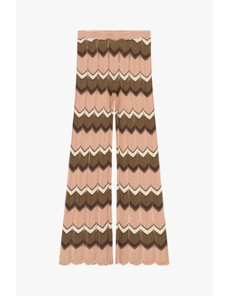 Pantaloni A Zampa Con Motivo Chevron Lavorato Dixie