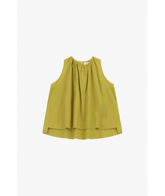 Dixie Wide Sleeveless Top With Curled Pleats (Top sans manches avec plis bouclés)