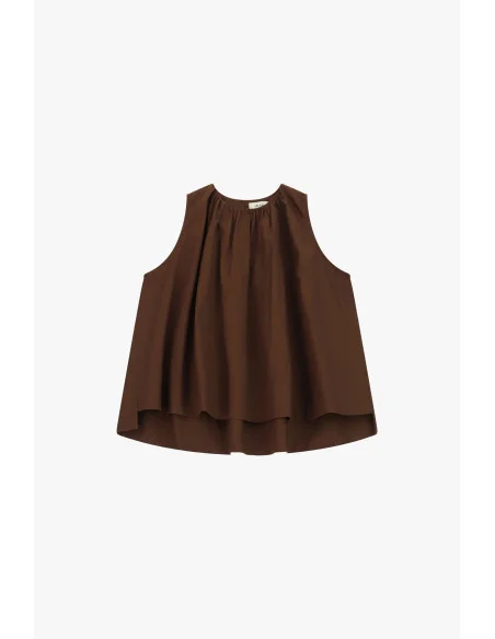 Dixie Wide Sleeveless Top With Curled Pleats