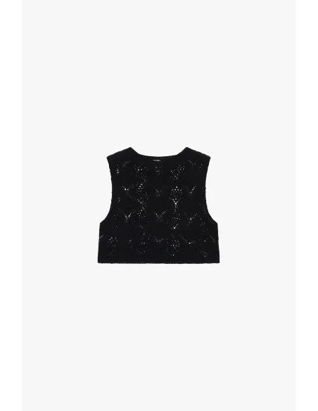 Perforated Sleeveless Top With Geometric Pattern Dixie