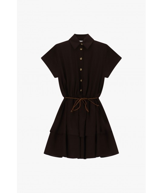 Robe courte avec boutons et ceinture étroite Please