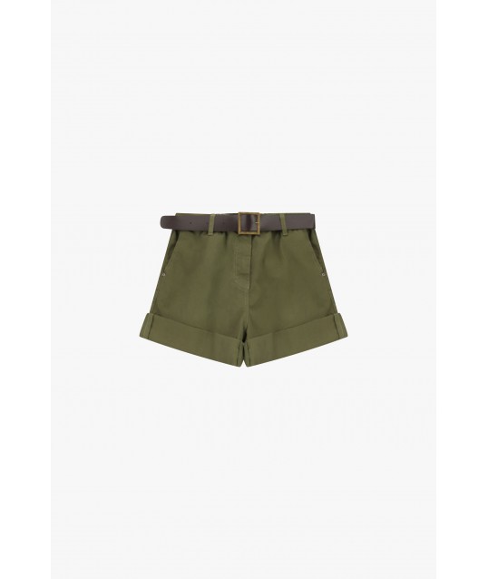 Regular-Fit Shorts With Belt And Turn-ups Please