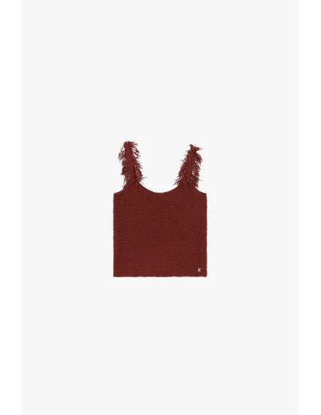 Maglione Smanicato Con Spalline Frangiate Please