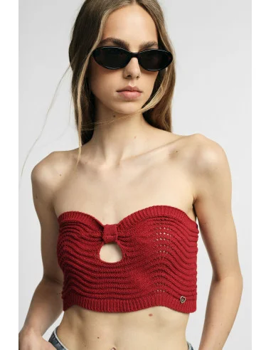 Bandeau Top with Openwork Pattern Please