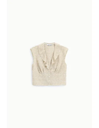 Shirt Cropped Senza Maniche Con Volant E Righe Please