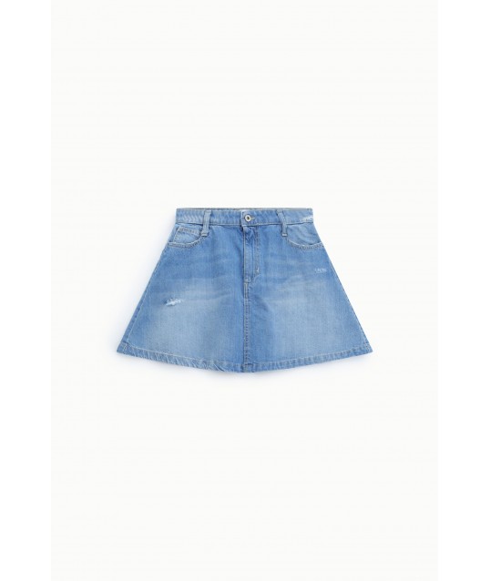 Gonna Corta Cinque Tasche Denim Effetto Vissuto Please