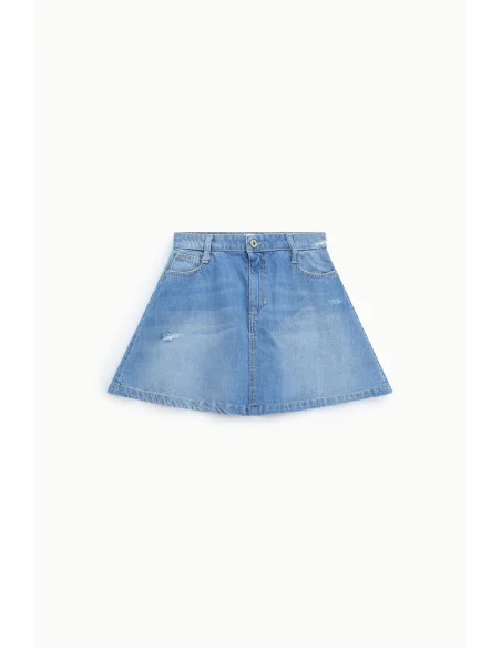 Jupe courte en denim effet usé à cinq poches Please