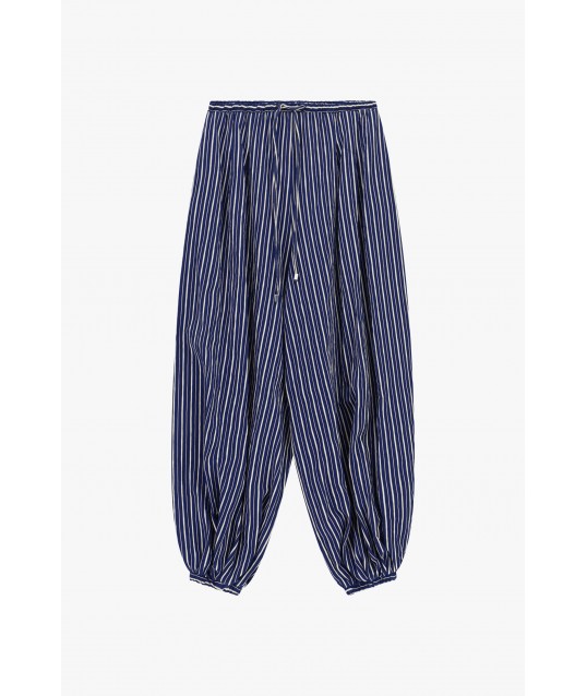 Pantalon large rayé avec taille à cordon de serrage Please