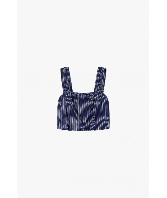 Cropped Striped Top with Wide Straps Please