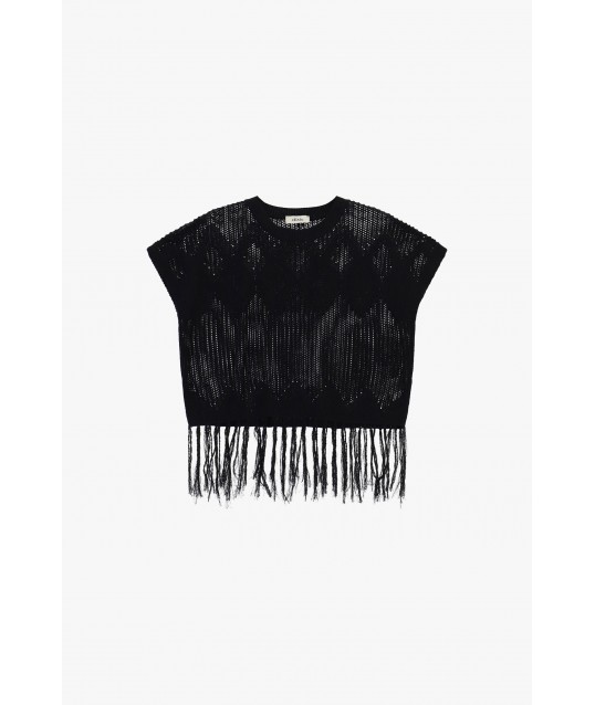Top Traforato Con Frange E Manica Corta Dixie