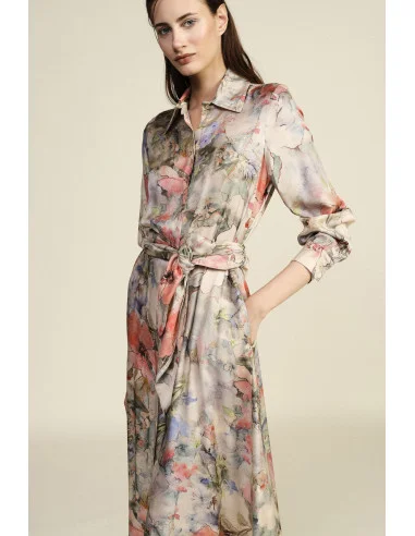 Robe longue à imprimé floral avec ceinture en tissu Dixie