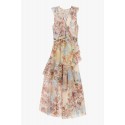 Long Dress With Floral Print And Asymmetrical Ruffles Dixie