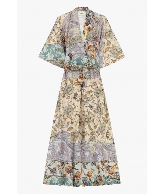 Long Dress Print Patchwork Fabric Belt Dixie