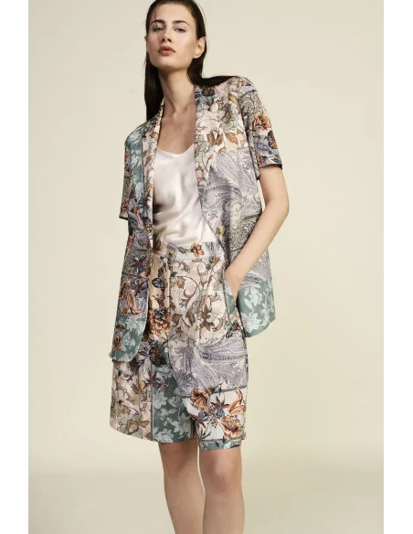 Regular-Fit Floral Patchwork Pattern Shorts Dixie