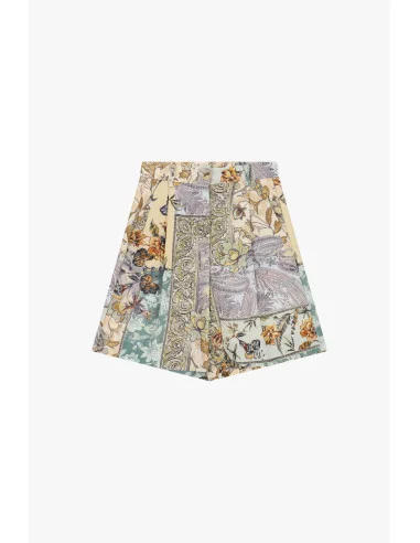Shorts coupe regular à motif patchwork floral Dixie