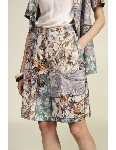 Regular-Fit Floral Patchwork Pattern Shorts Dixie