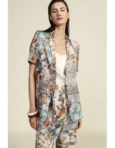 Giacca-Camicia Fantasia Patchwork Con Maniche Corte Dixie