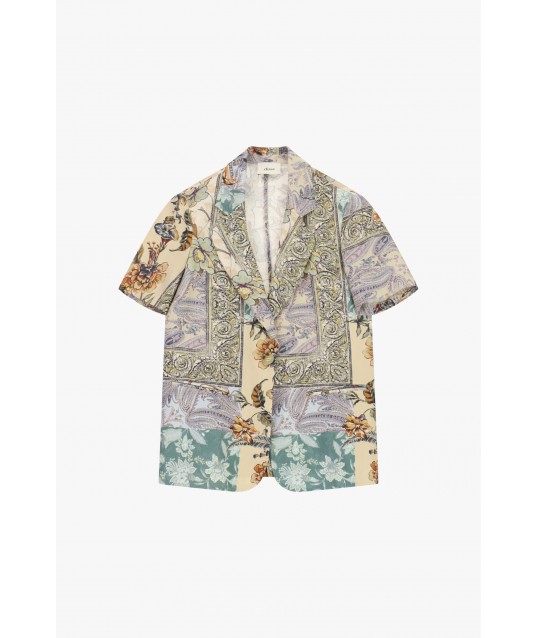 Veste-chemise fantaisie patchwork à manches courtes Dixie