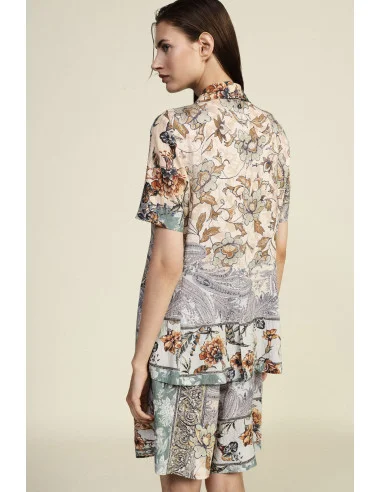 Giacca-Camicia Fantasia Patchwork Con Maniche Corte Dixie