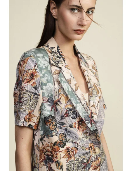 Giacca-Camicia Fantasia Patchwork Con Maniche Corte Dixie