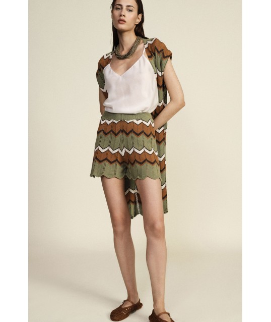 Dixie Zigzag Striped Jacquard Shorts with Scalloped Edge (Short en jacquard rayé à bord festonné)