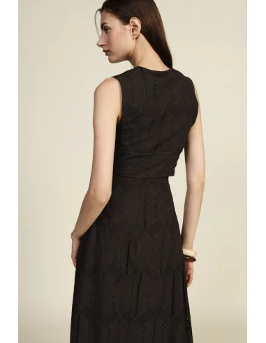 Dixie Short Perforated Top with Scalloped Neckline