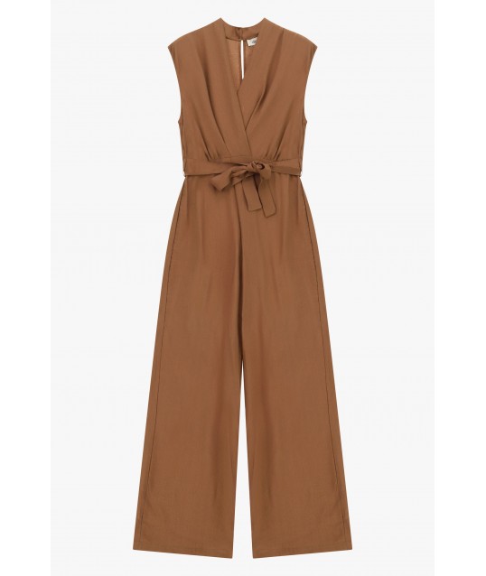 Combinaison sans manches avec ceinture et col portefeuille Dixie