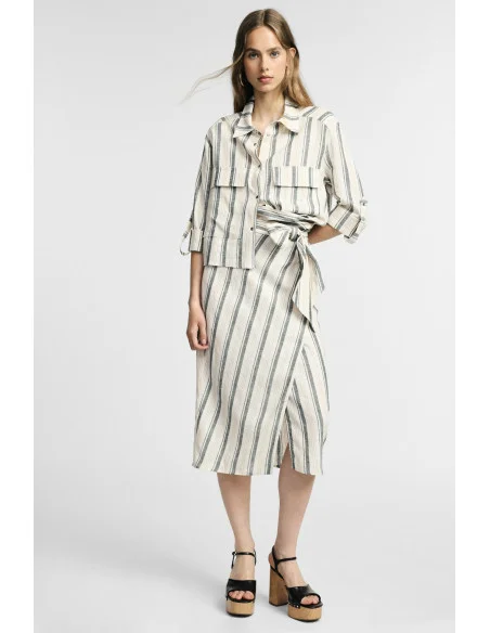 Jupe midi rayée avec ceinture nouée Please