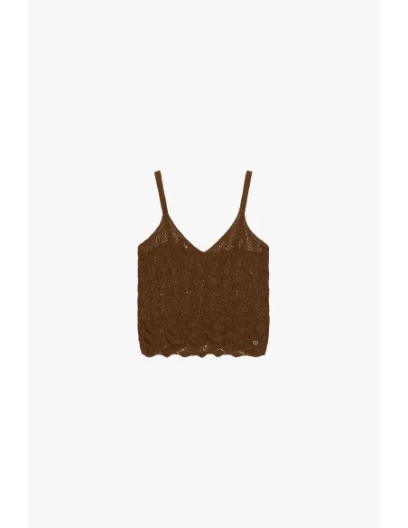 Maglia Smanicata Lavorata A Uncinetto Con Spalline Please