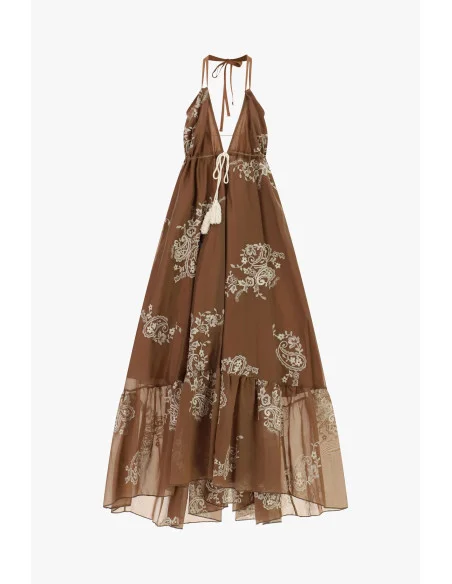 Long Dress With Floral Embroidery And Dixie Laces