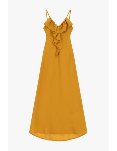 Long Dress Thin Straps With Front Ruffle Dixie