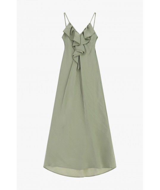 Robe longue à bretelles minces avec volants sur le devant Dixie