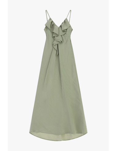Robe longue à bretelles minces avec volants sur le devant Dixie