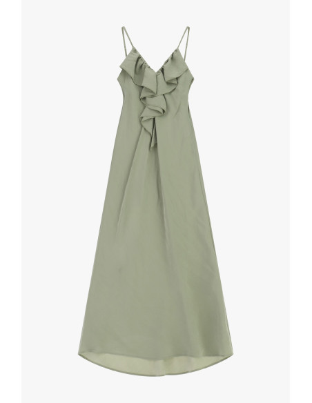 Robe longue à bretelles minces avec volants sur le devant Dixie