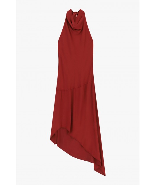 Midi Dress With All\X1aamerican Neckline And Asymmetric Hemline Dixie