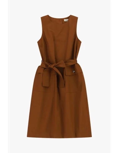 Sleeveless Dress With Belt And Front Pockets Dixie