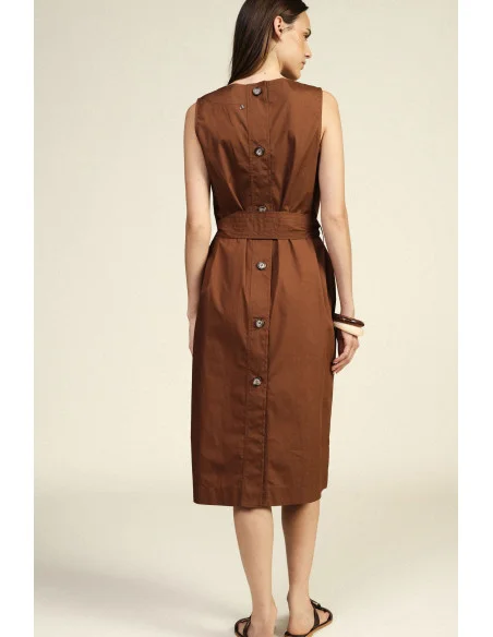 Sleeveless Dress With Belt And Front Pockets Dixie