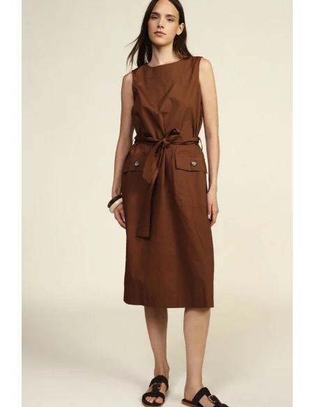 Sleeveless Dress With Belt And Front Pockets Dixie