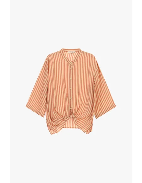 Camicia A Righe Con Nodo Frontale E Maniche Ampie Dixie