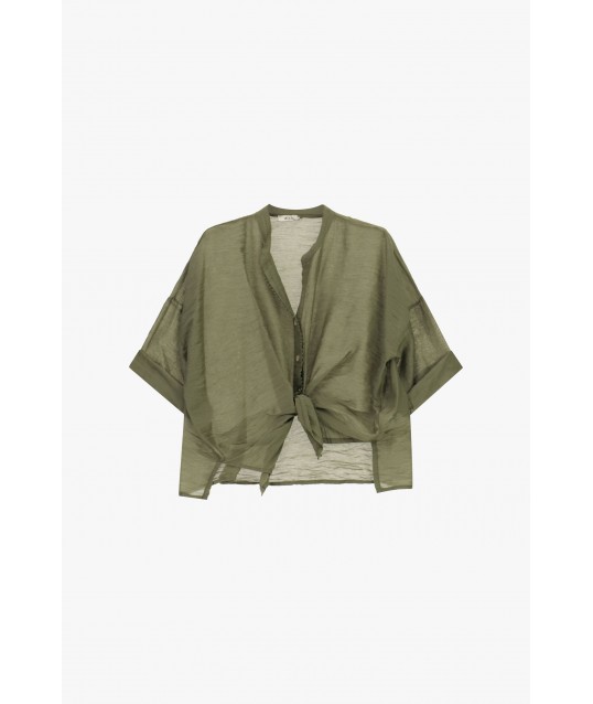 Chemise à nœud large sur le devant et à manches courtes Dixie