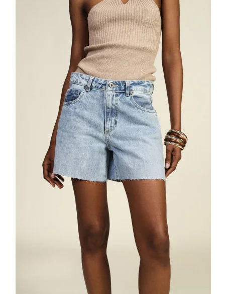 Regular-Fit Denim Shorts With Frayed Bottom Dixie