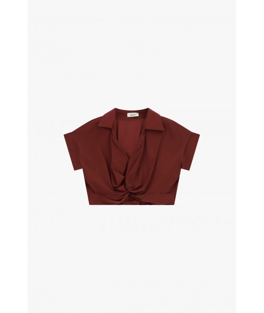 Top Cropped Con Nodo Frontale E Maniche Corte Dixie