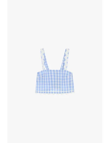 Checkered Top With Shoulder Straps And Scalloped Edge Dixie