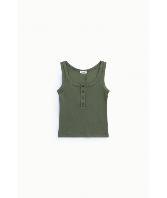 Ribbed Top With Buttons And Round Neckline Dixie