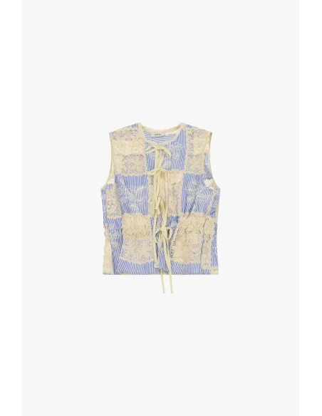 Top sans manches avec détails en dentelle et lacets Dixie