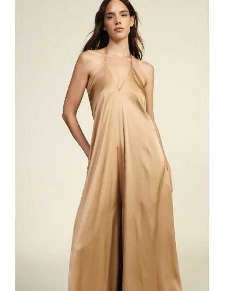 Dixie Wide V-neck Jumpsuit With Thin Straps