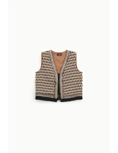 Gilet à motif géométrique et franges Dixie