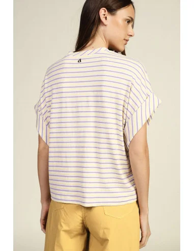 T-Shirt A Righe Con Tasca Applicata Paillettes Dixie