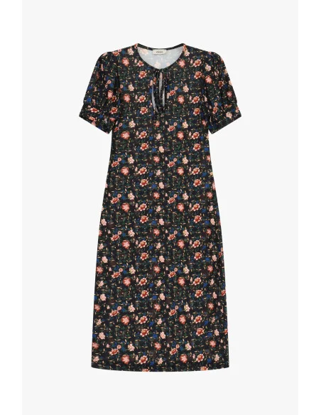 Robe midi à motif floral avec col en V Dixie